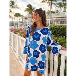 Sailor Sailor Sz XL Blue While Floral Mini Womens Dress Resort Vacation Nautical